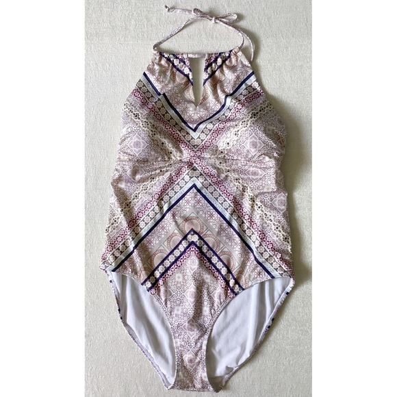 Athleta Aqualuxe One piece Swimsuit Woman’s Size Large High Neck Ties in Back - Picture 2 of 13